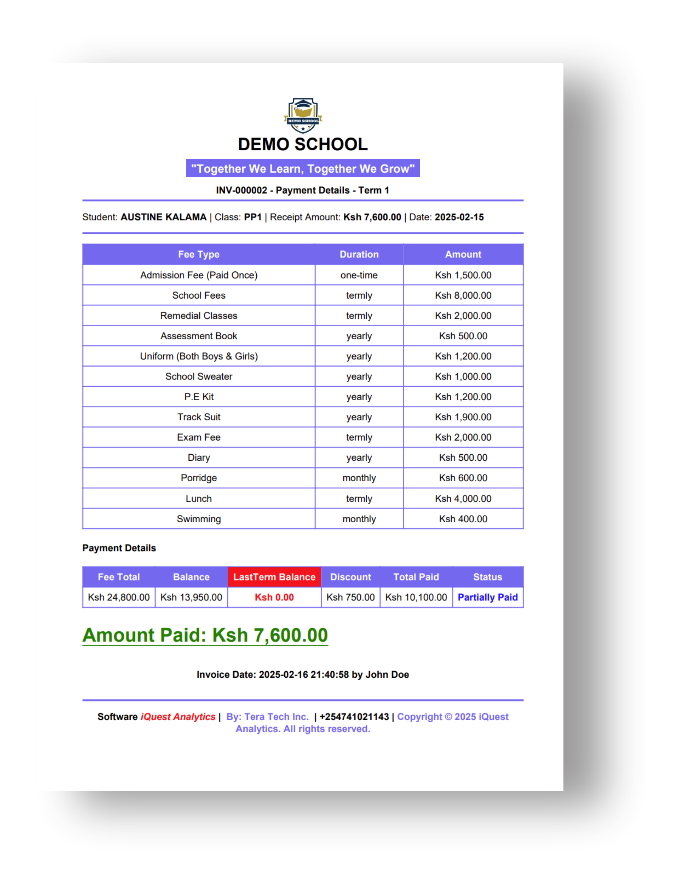 Fees Management & Payment Processing